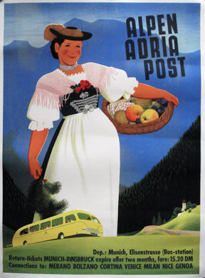 Original 1950s German Alpen Tourism Poster
