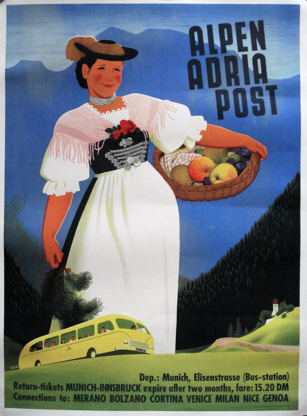 Original 1950s German Alpen Tourism Poster