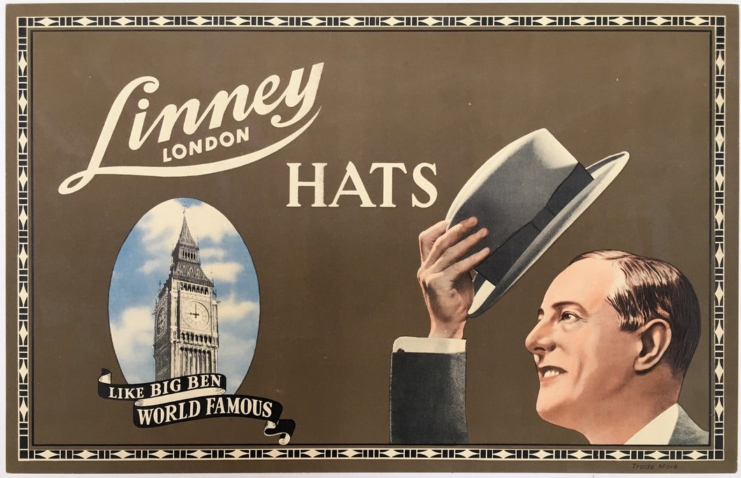 Original 1950s Owl Brand Hats Advertising Poster - Like Big Ben