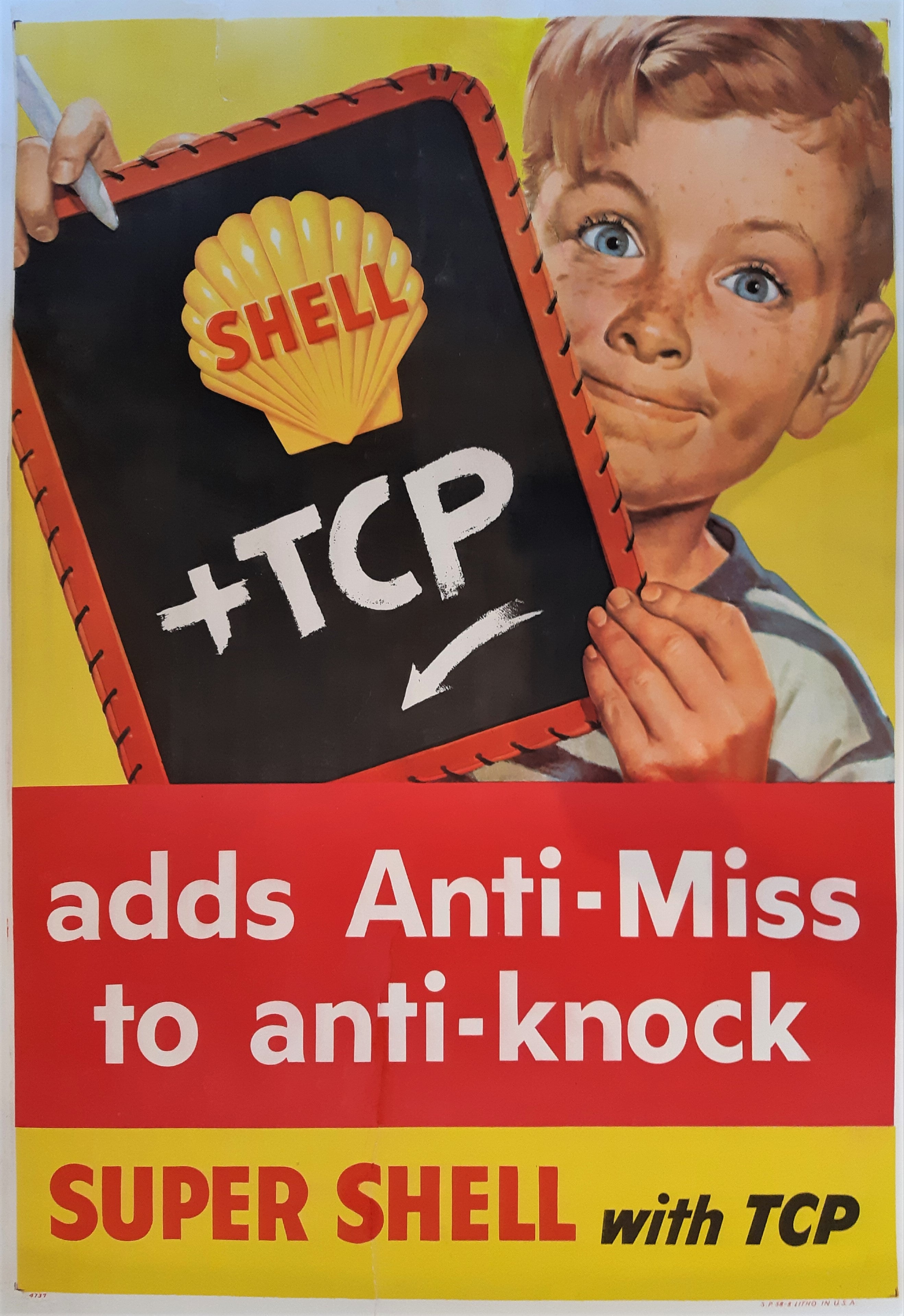 Shell Gasolineposter Original 1950s Super Shell Fuel Poster – Rarevintageposters.com
