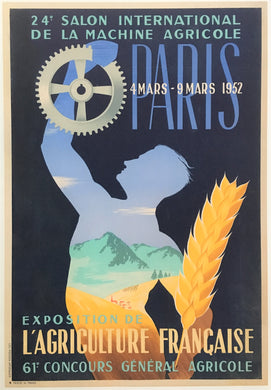 Original 1952 French Agricultural Exhibition Poster.