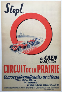 Original 1954 Grand Prix, Caen France Poster