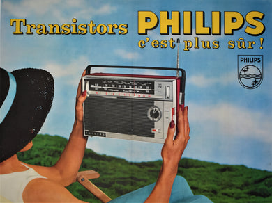 Original 1964 Philips Advertising Poster for Transistor Radios