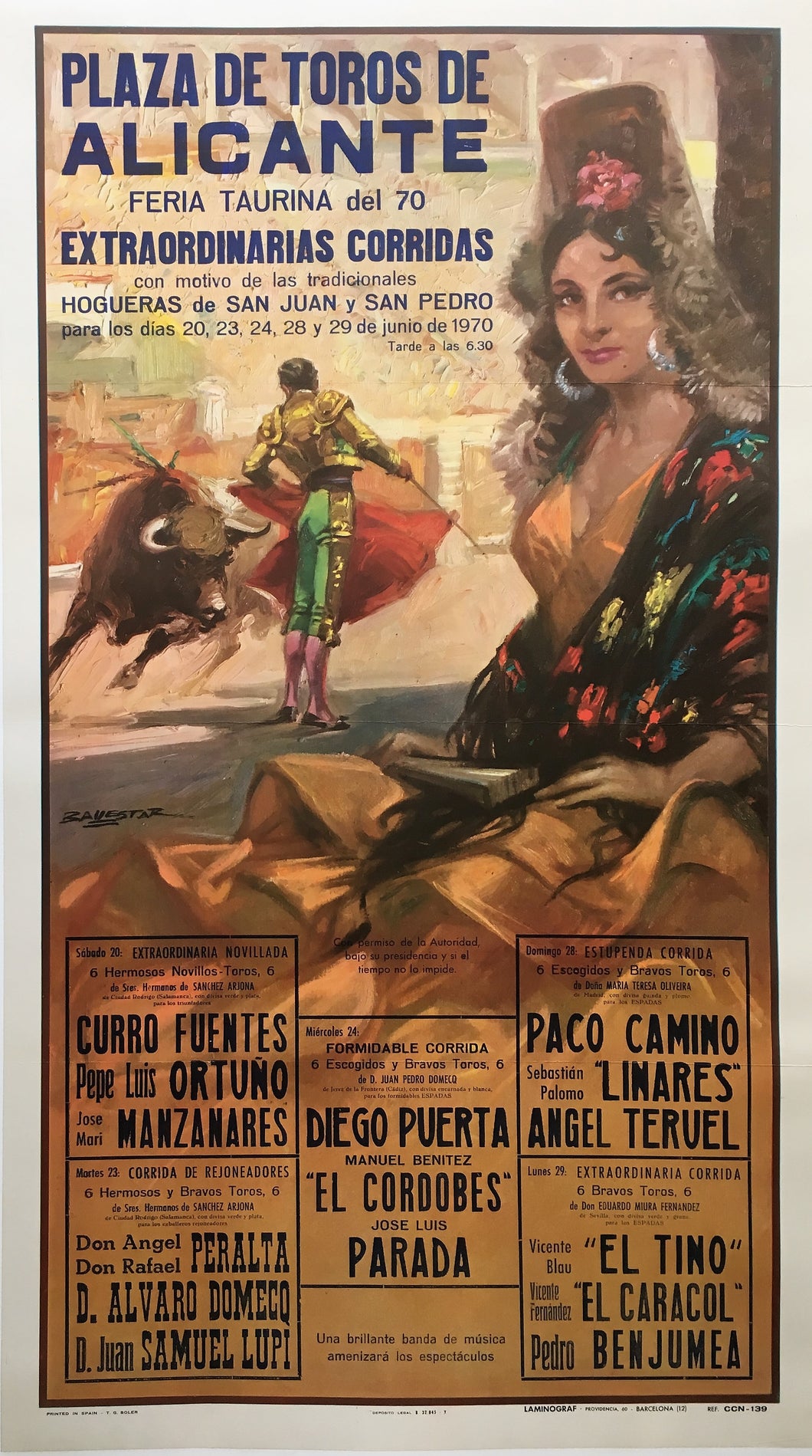 Original 1970 Spanish Bullfighting Poster