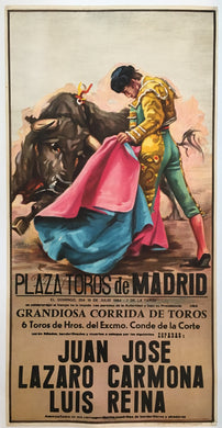Original 1984 Spanish Bullfighting Poster Madrid Corrida de Toros