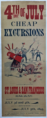 Original 4th of July, 1895 San Francisco Railway Poster