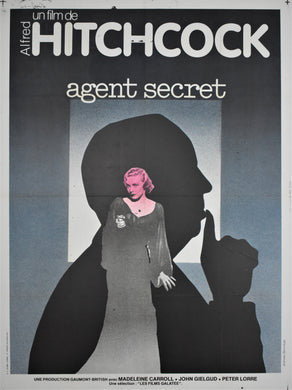 Original Alfred Hitchcock Large Size Secret Agent Movie Poster