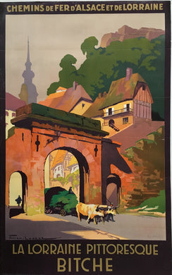 Original Alsace & Lorraine Railway Poster, Bitche - by Julien Lacaze