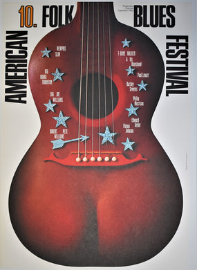 Original American Folks Blues Festival Poster 1972 - 10th Anniversary