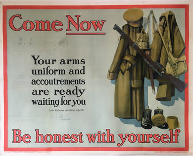 Original British WWI Recruiting poster 1915, Come Now, Be Honest With Yourself!