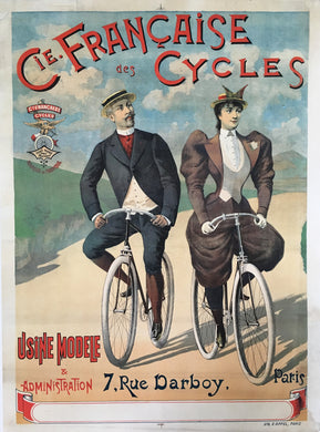 Original Cie Francaise des Cycles 1880 Bicycle Poster