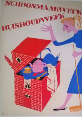 Original Dutch Household Week & Cleaning Week Mid-Century Poster