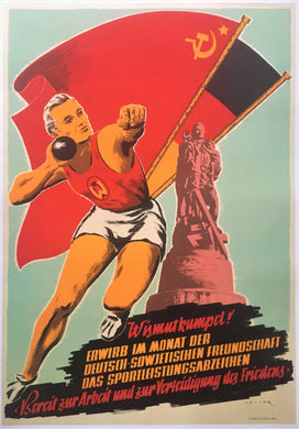 Original Early East German Cold War Sports Poster- 1953
