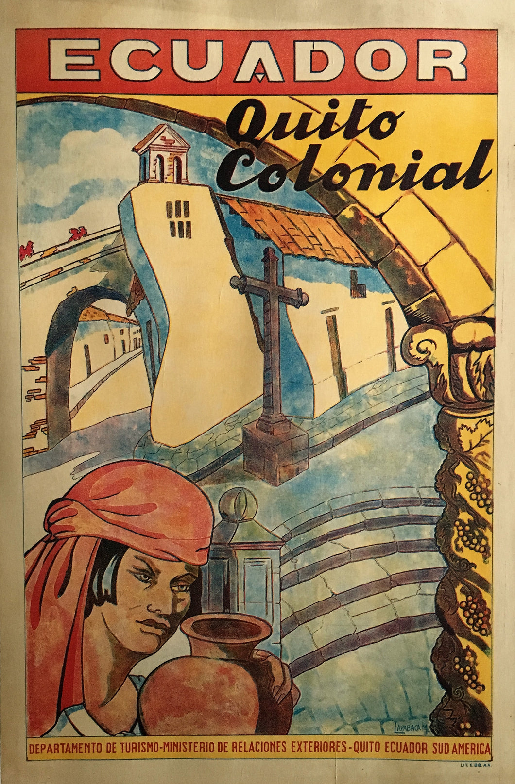 Original Ecuador Travel Poster ca 1930s