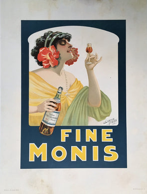 Original Fine Monis Cognac Poster - 1911