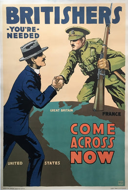 Original First World War British-American Recruiting Poster WWI Great War