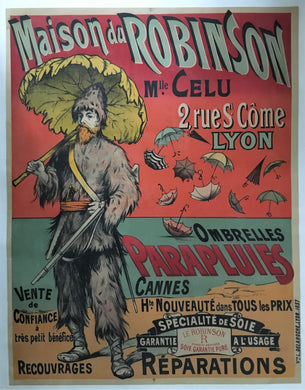 Original French 1887 Litho Robinson House Umbrellas Parapluies Maison du Robinson