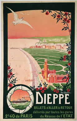 Original French 1914 Dieppe Travel Poster Casino image
