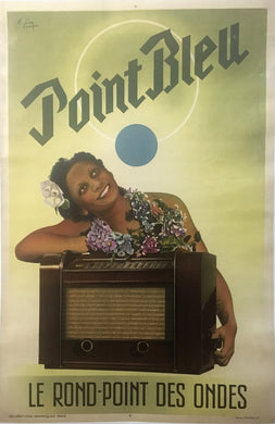 Original French 1930s Art Deco Radio Poster - Point Bleu
