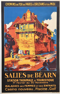 Original French 1930s Railway Poster, Salies de Bearn.