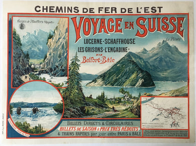 Original French Eastern Railway Poster, Visit Switzerland, ca1900s