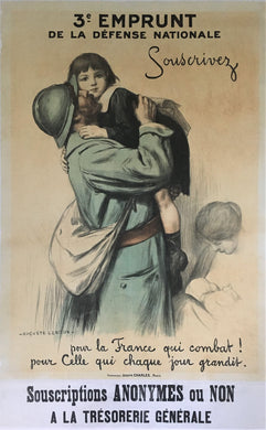 Original French Great War Poster 3rd Bond Drive A French Soldier returns on leave WWI, WW1