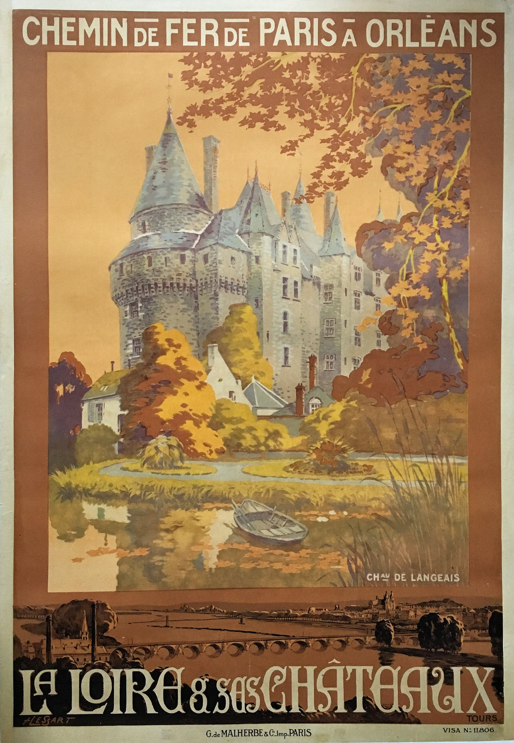 Original French Railway Poster Paris - Orleans ca1920s