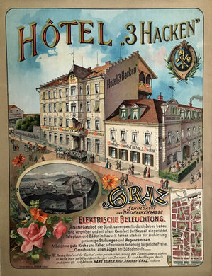 Original German Hotel Advertising Poster 1900