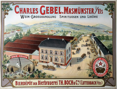 Original German ca1900s Charles Gebel Beer Depot Poster
