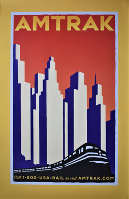 Original Graphic Art Advertising Poster Amtrak, Big City - Michael Schwab