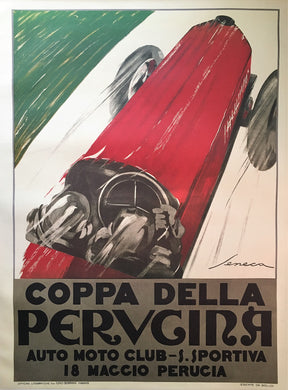 Original Italian 1950s Automotive Poster Coppa della Perugina