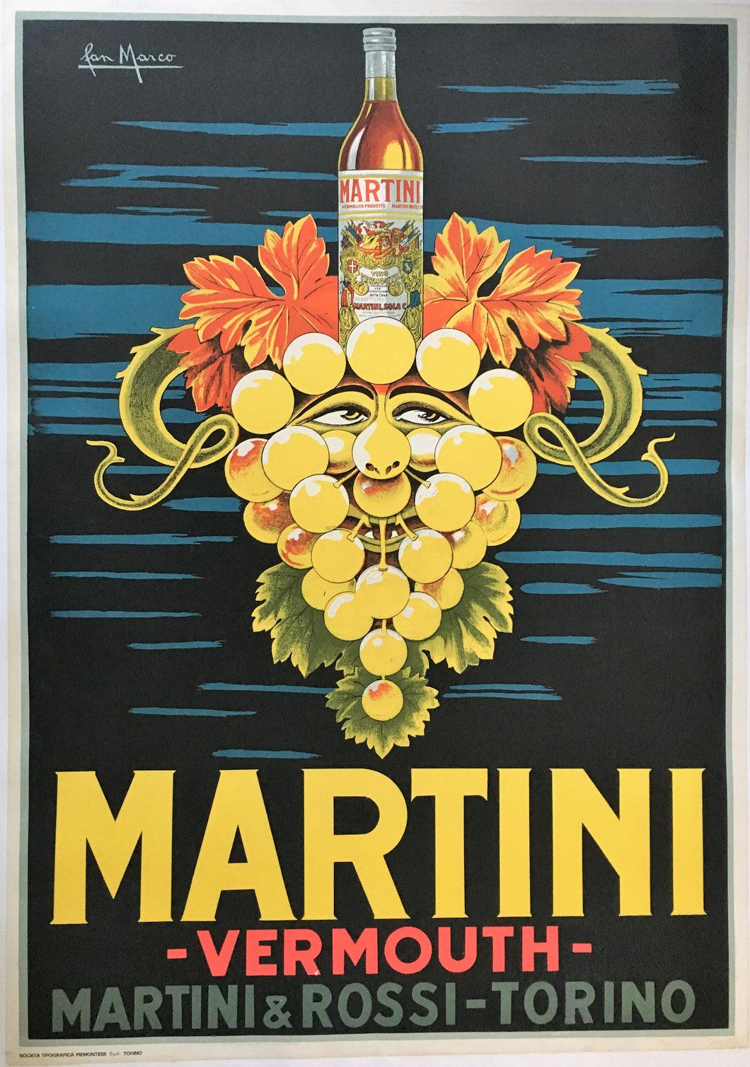 Original Italian Martini Vermouth Poster, ca1950