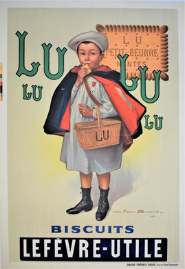 Original Large-Sized 1930s Lefèvre-Utile Biscuits Poster
