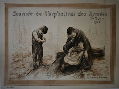 Original Large French Great War Poster “Army Orphanage Day” June 1915 World War One