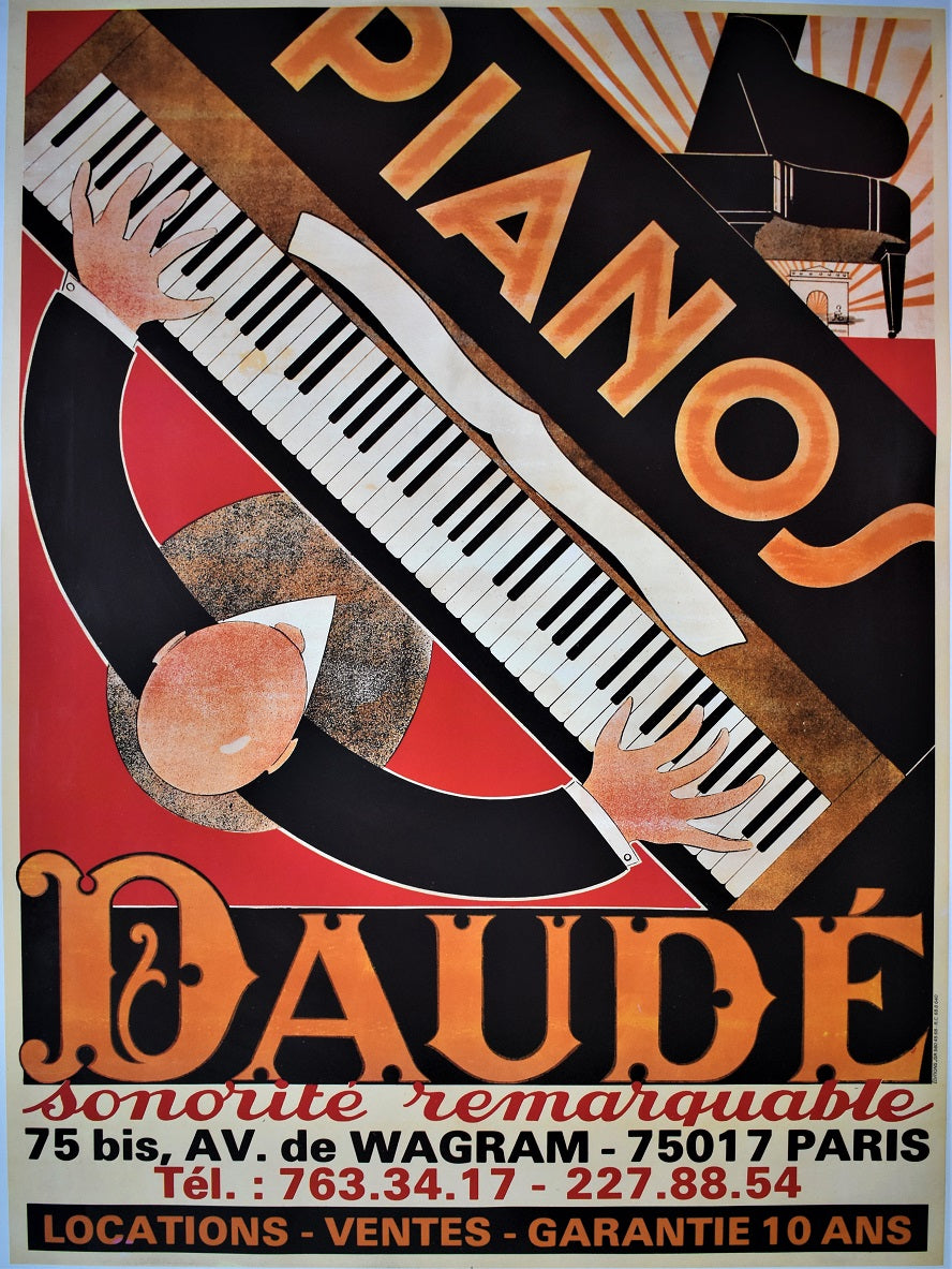 Original Large Size Art-Deco Poster - Pianos Daude