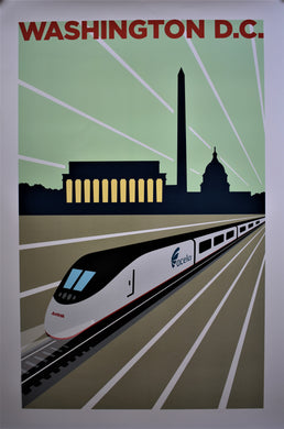 Original Modernist Advertising Poster Amtrak, Washington D.C. - Michael Schwab