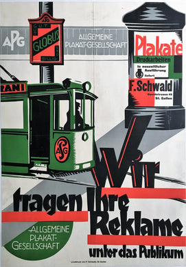 Original Modernist Advertising Poster for F Schwald Poster Printers