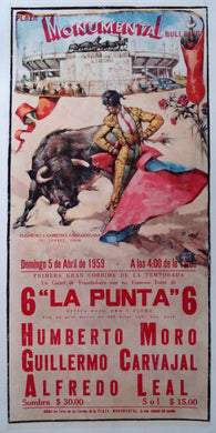 Original Plaza Monumental Mexico, Bull Ring Poster, 1959