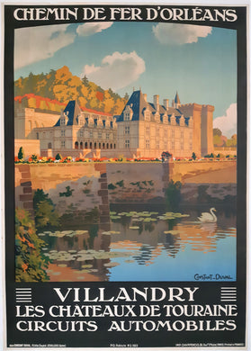 Original Villandry French Railway Lithograph Poster by Constant Duval 1923