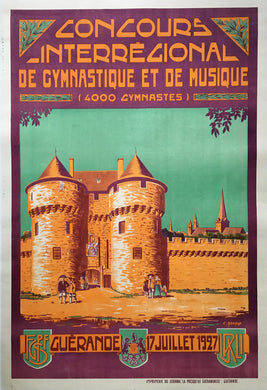 Original Vintage 1927 Poster for Inter-regional Gymnastics and Music.
