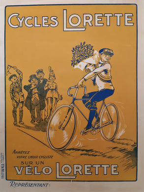 Original Vintage 1930s Lithograph Poster for Cycles Lorette