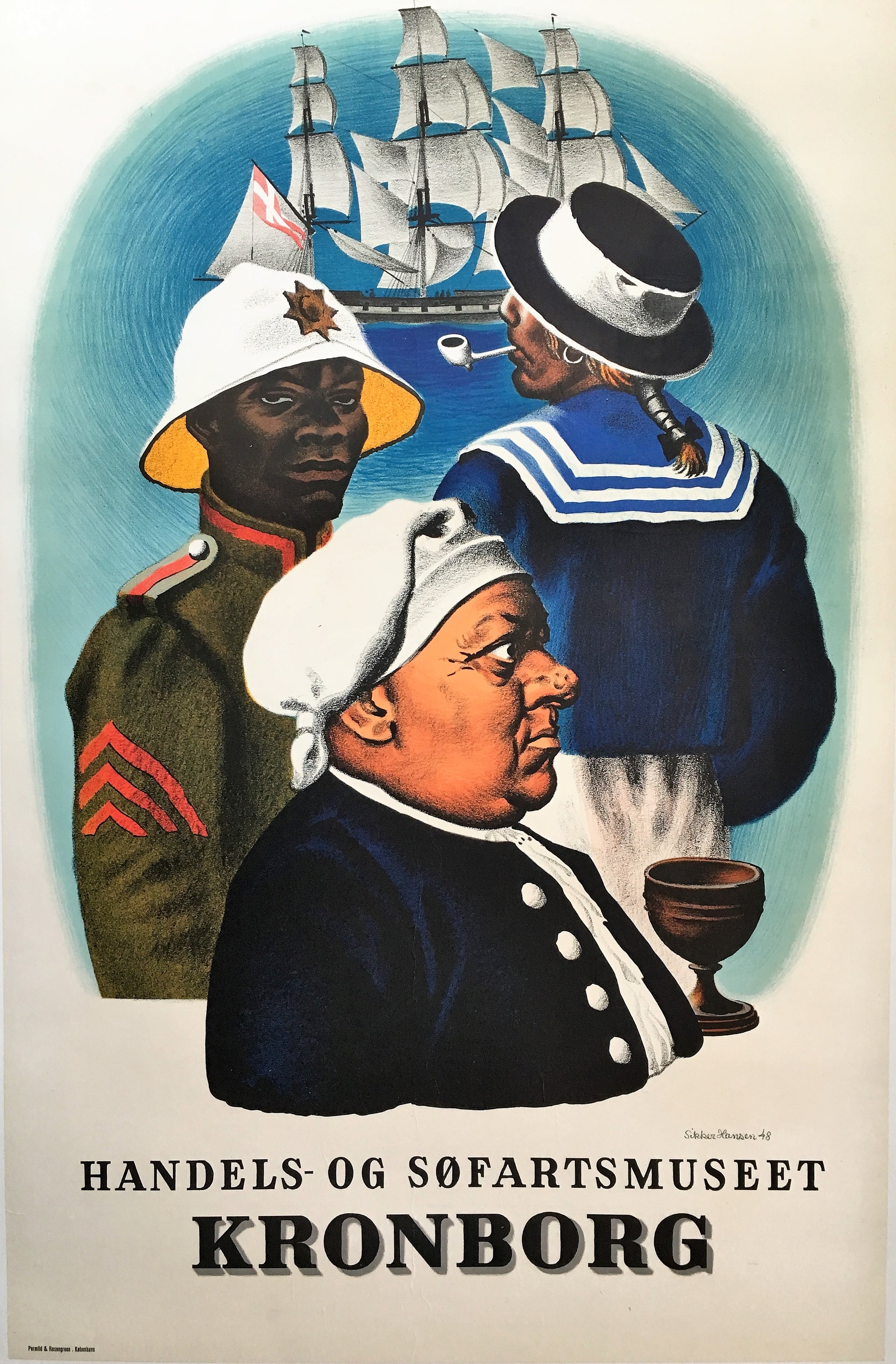 EUROPE ヨーロッパ 希少品 ポスター Original Vintage Poster for the Commercial and Maritime Museum of