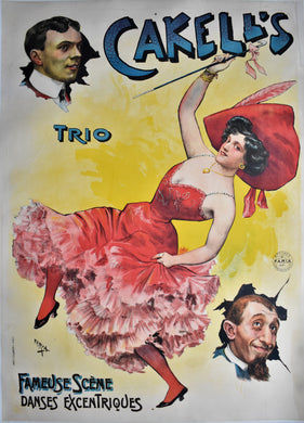 Original and Rare 1890s Cakell's Excentric Danse Poster