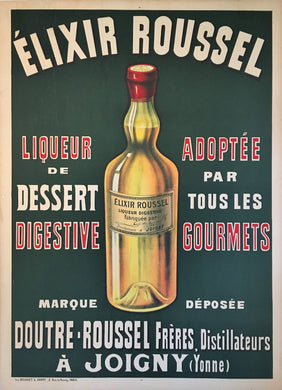 Original ca1910 Elixir Roussel Digestive Alcohol Poster