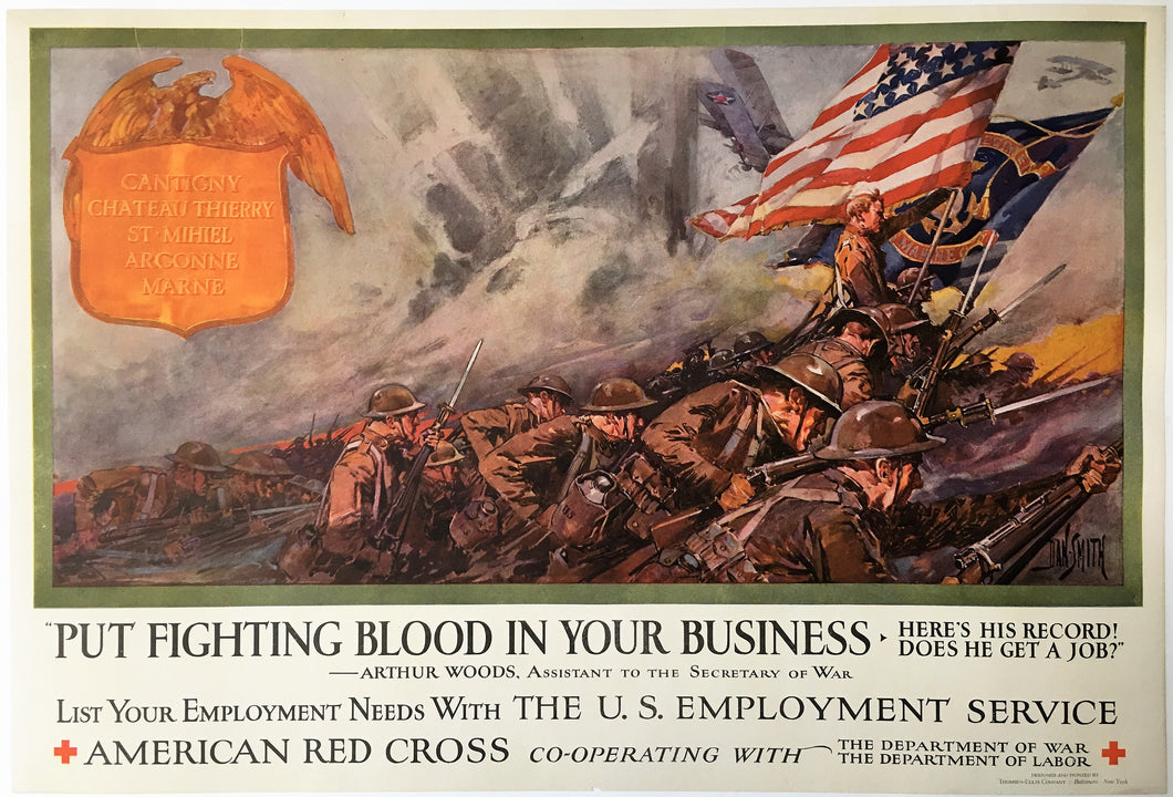 Put Fighting Blood in your Business, US Red Cross Poster - 1918 Great War, First World War, WWI, WW1