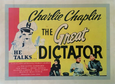 Rare & Original Charlie Chaplin WWII Movie Poster, “The Great Dictator”