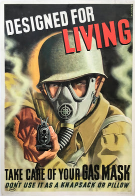 Scarce and Original American World War 2 Gas Mask Poster