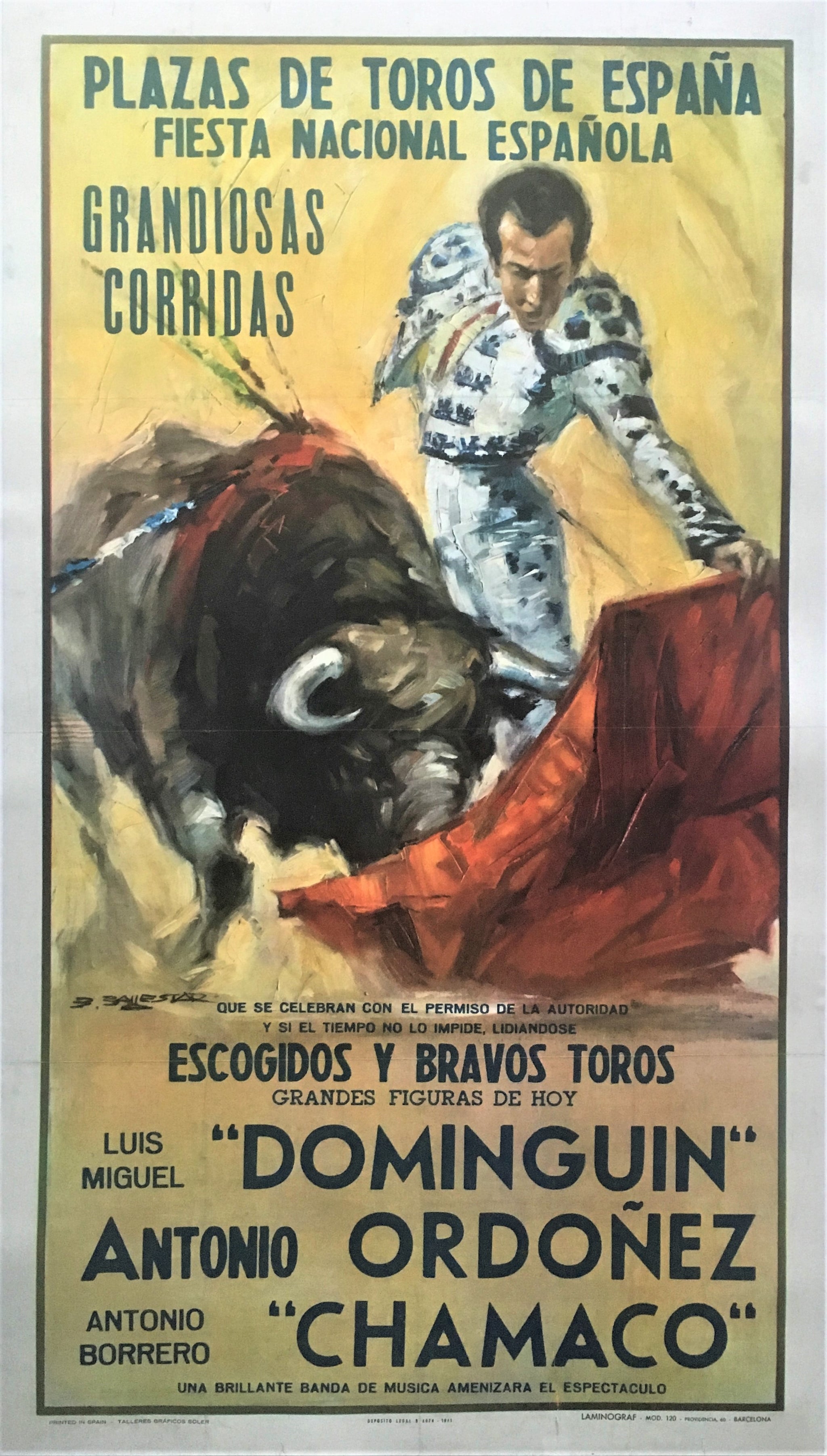 Spanish Tourist Plazas de Toros bullfighting poster – 1961 –  Rarevintageposters.com