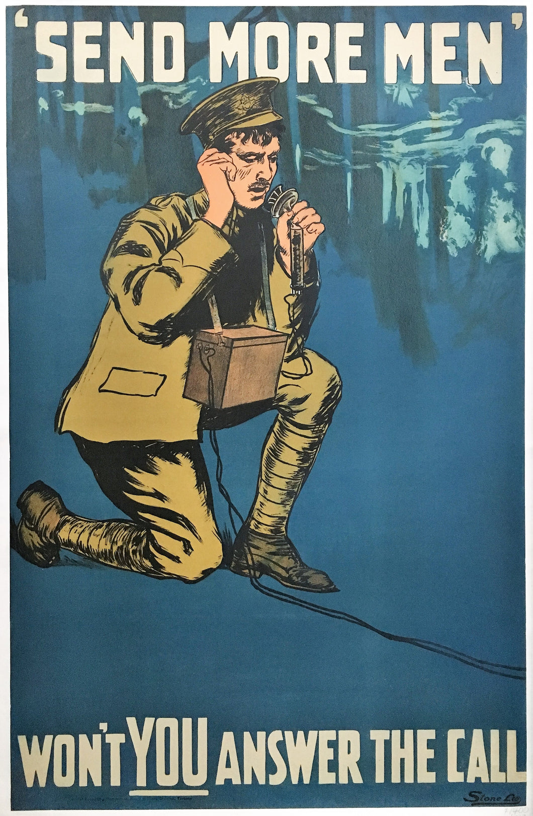 WWI Canadian Recruiting Poster “Send More Men” ca1915 Great War, First World War. 