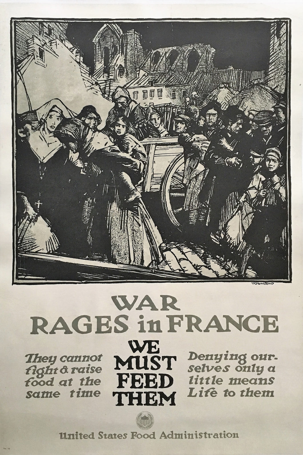 War Rages in France, US Food Administration WWI Poster